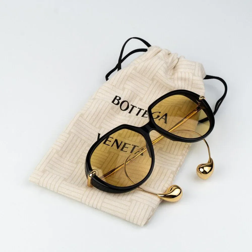 Bottega Veneta Men Sunglasses Black Gold Yellow BV1436S 001 BRAND NEW